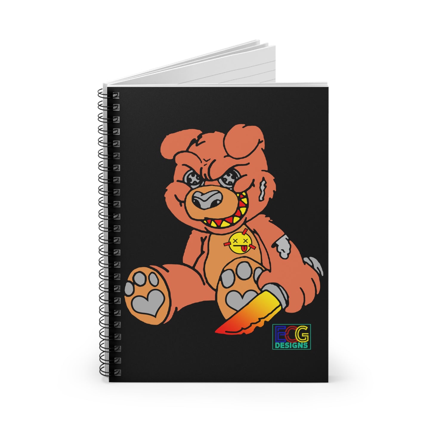 Orange Demon Bear Spiral Notebook - Ruled Line