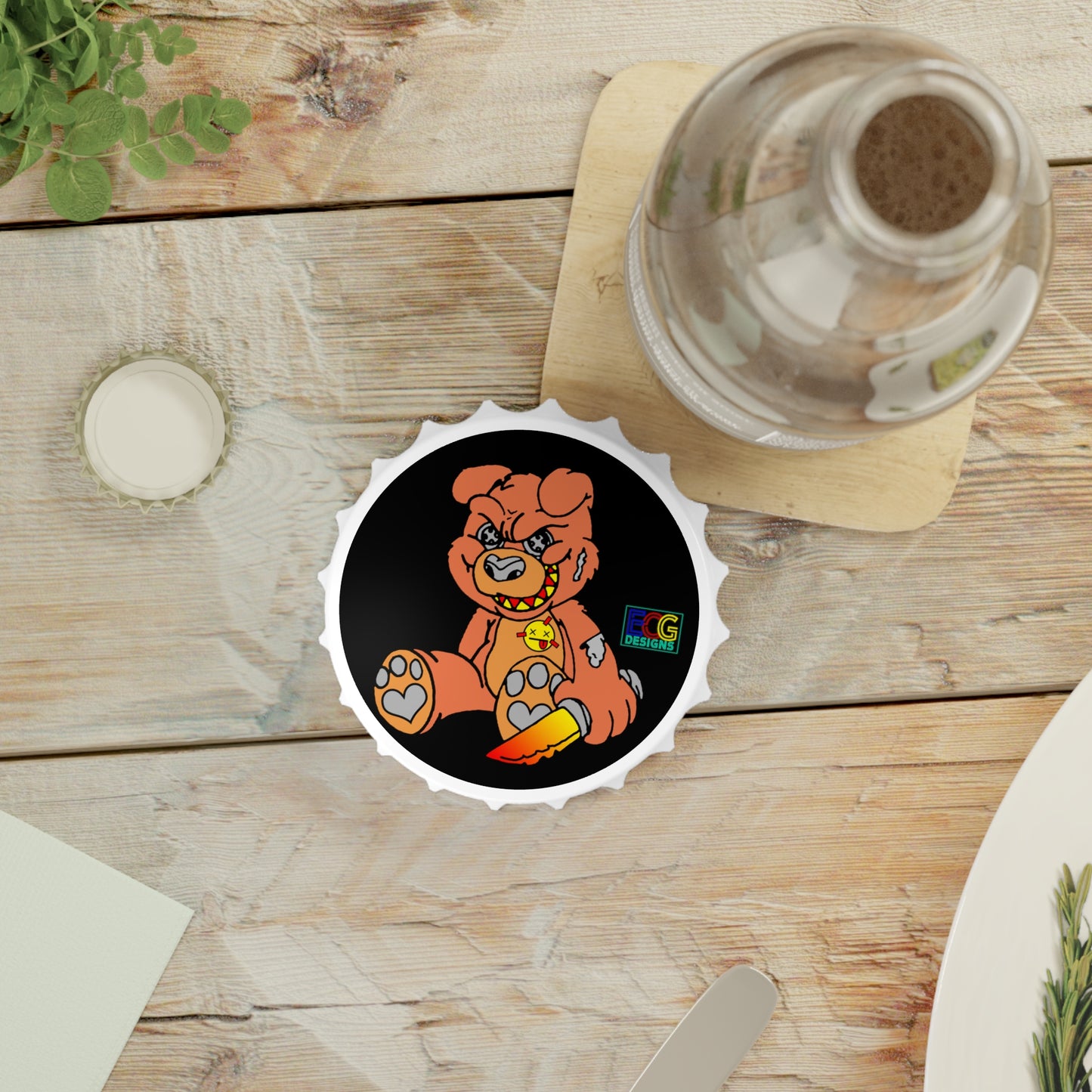 Orange Demon Bear Bottle Opener