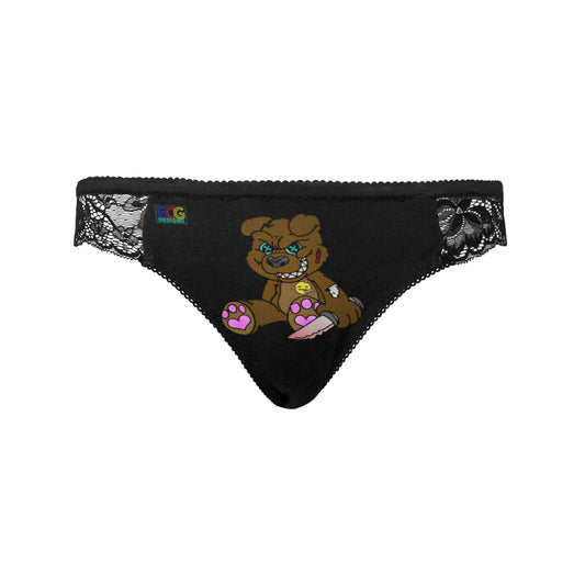 Brown Demon Bear Women's Lace Panty (Model L41)