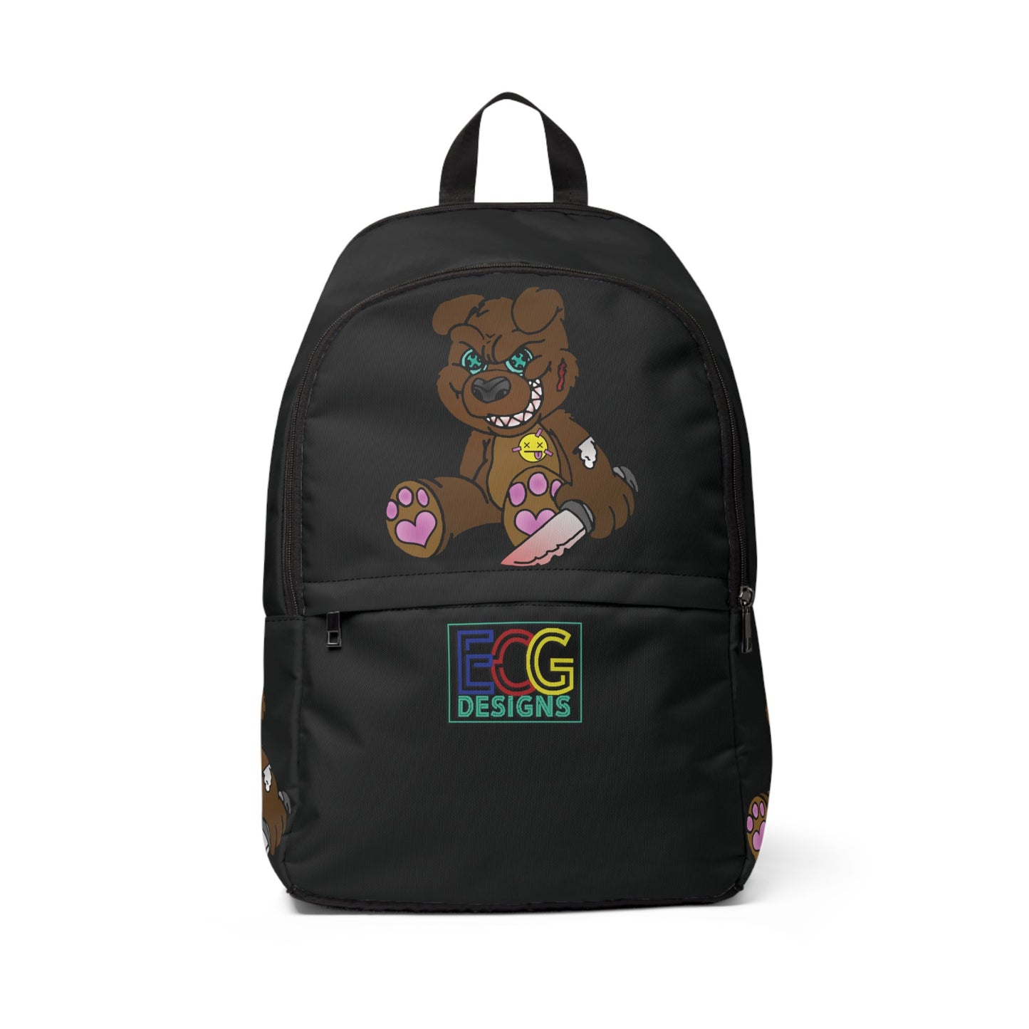 Brown Demon Bear Unisex Fabric Backpack