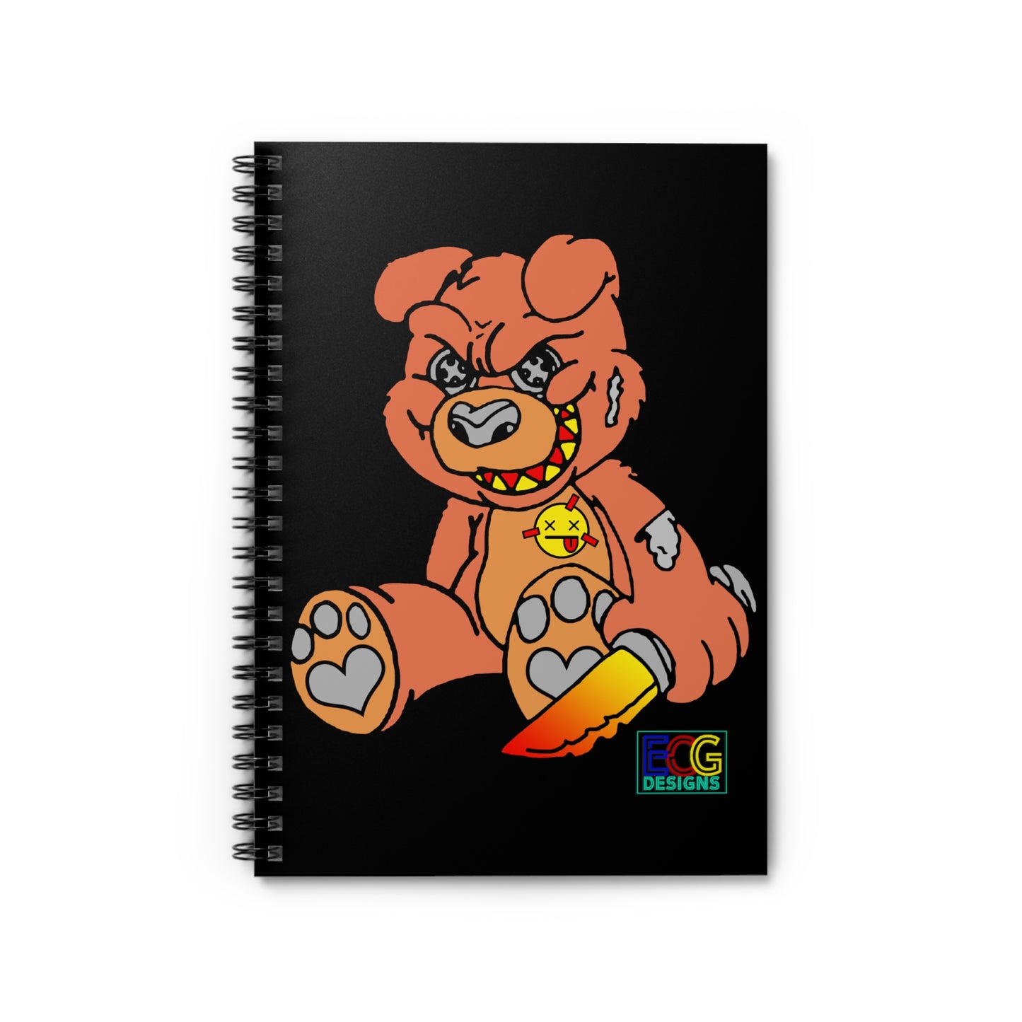 Orange Demon Bear Spiral Notebook - Ruled Line