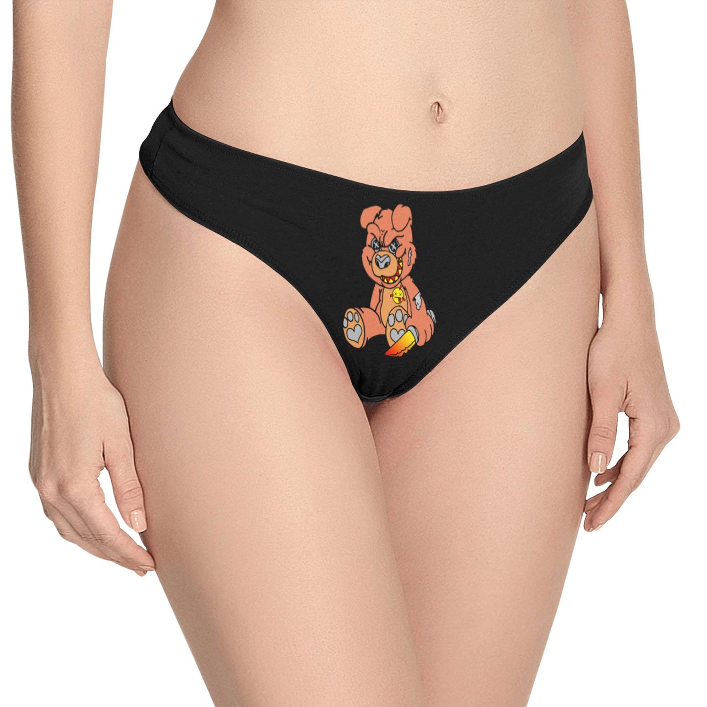 Orange Demon Bear Women's All Over Print Thongs (Model L30)