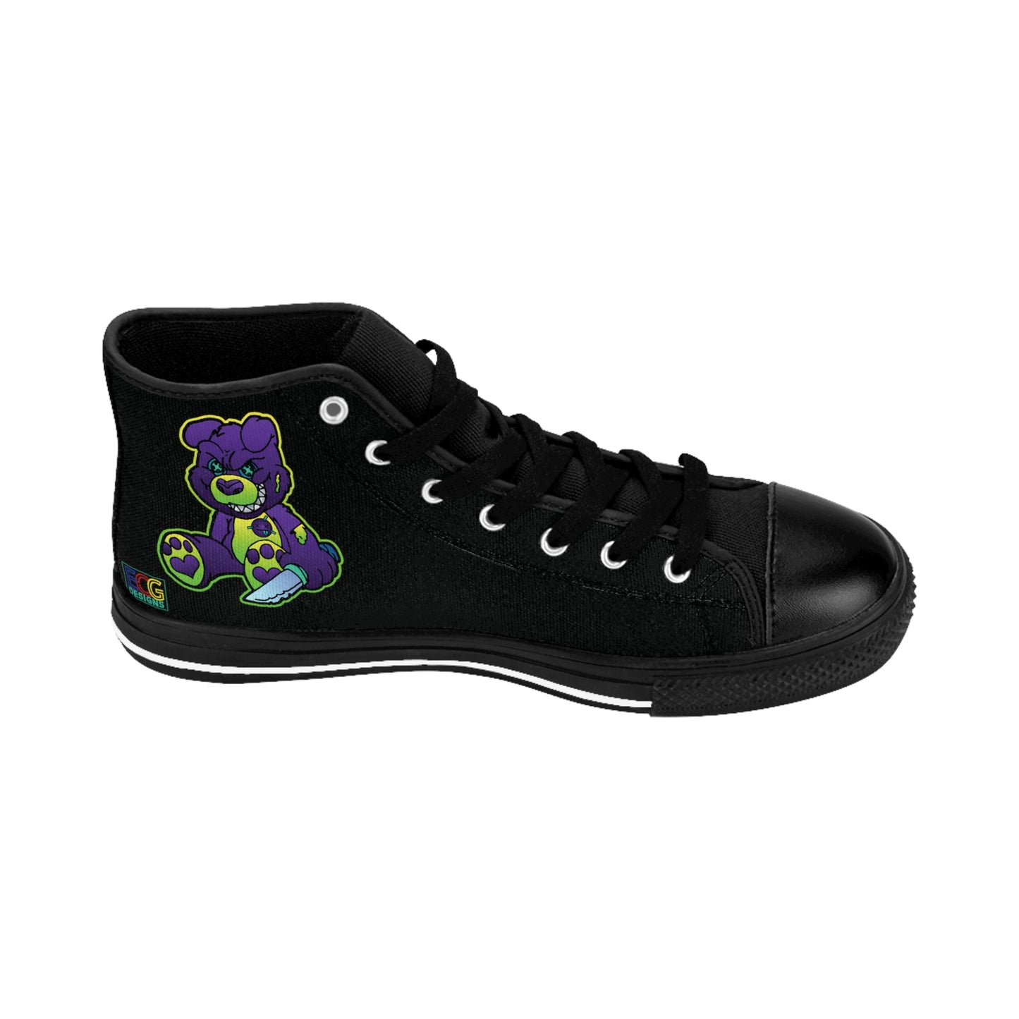 Purple and Green Demon Bear Women's Classic Sneakers