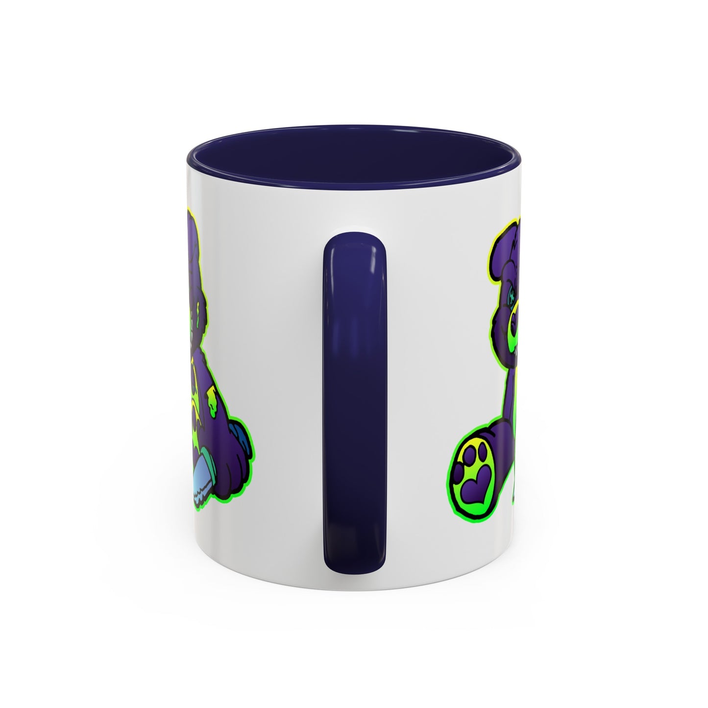 Purple and Green Demon Bear Accent Coffee Mug, 11oz