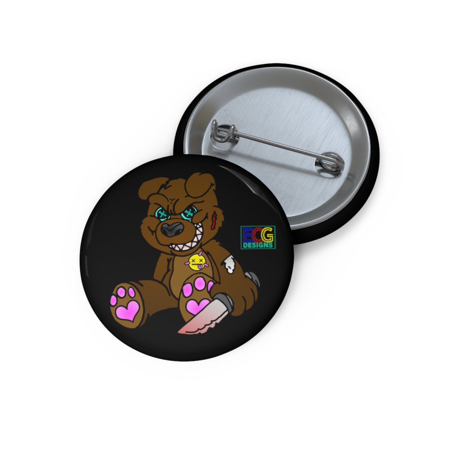 Brown Demon Bear Pin Buttons