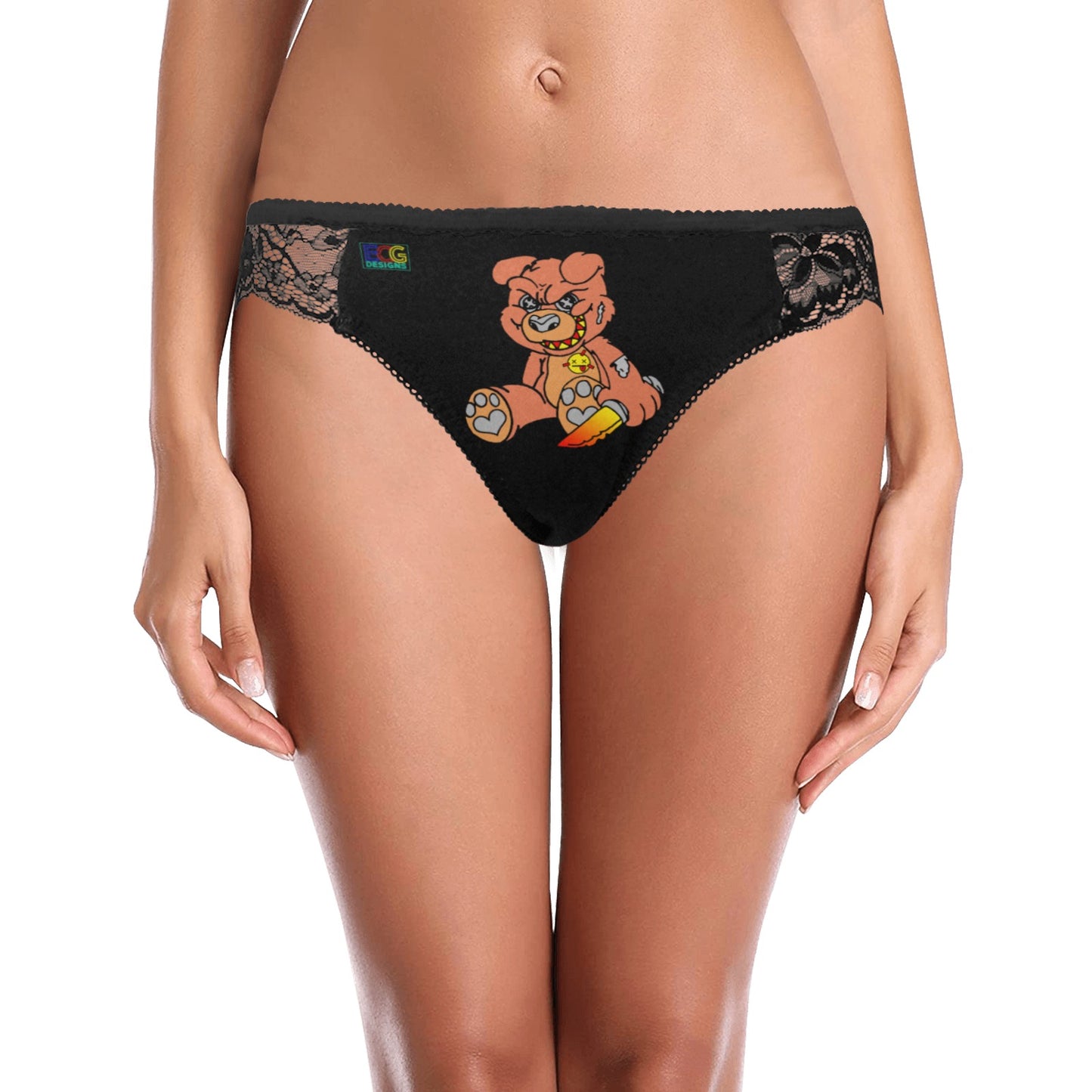 Orange Demon Bear Women's Lace Panty (Model L41)