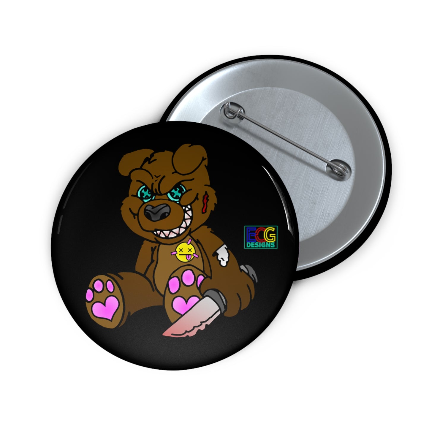 Brown Demon Bear Pin Buttons