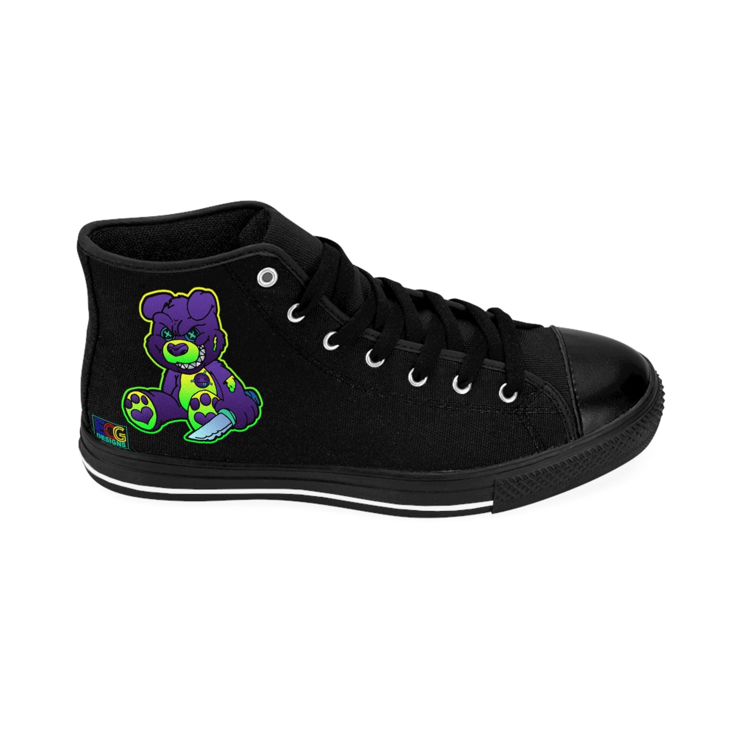 Purple and Green Demon Bear Men's Classic Sneakers