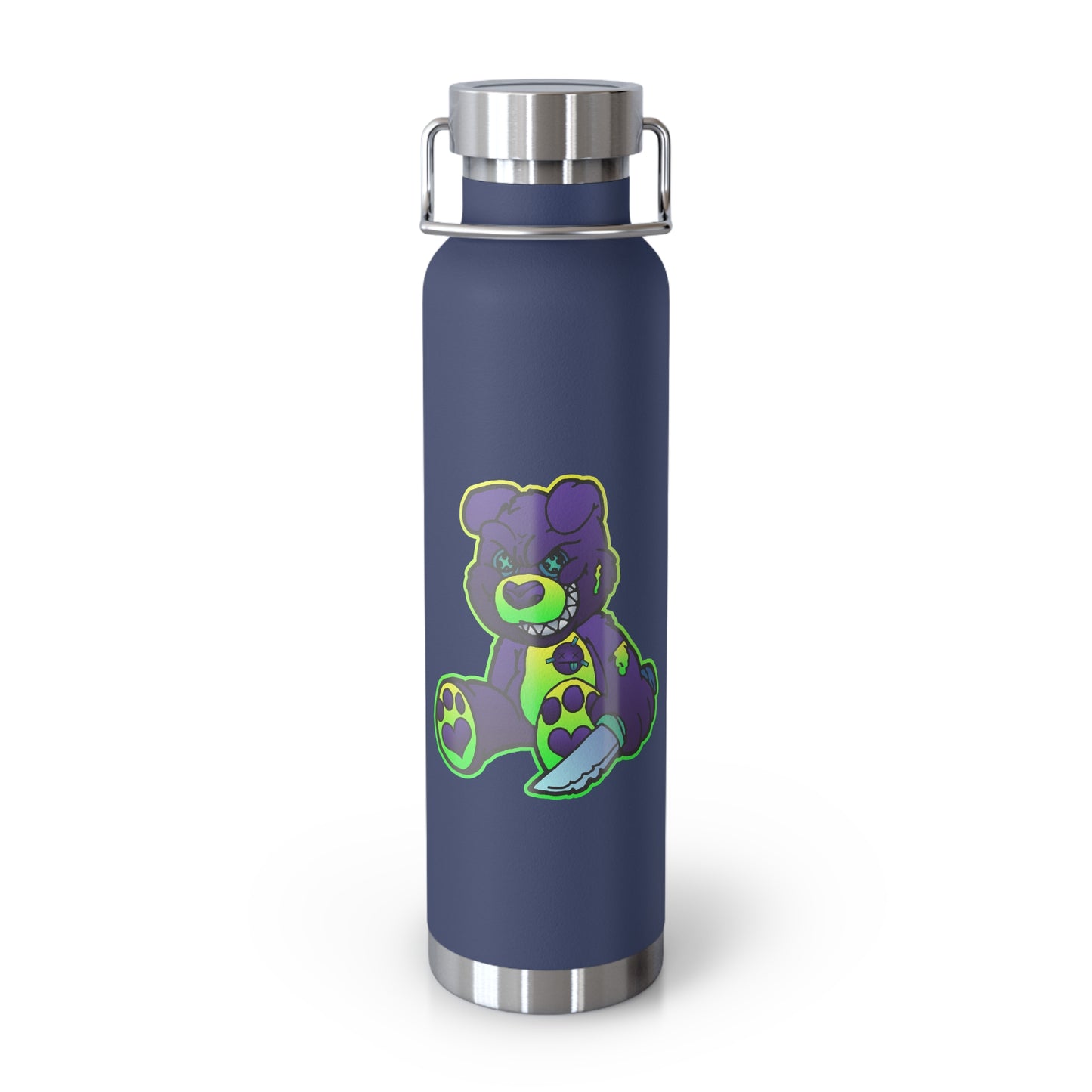 Purple and Green Demon Bear 22oz Vacuum Insulated Bottle