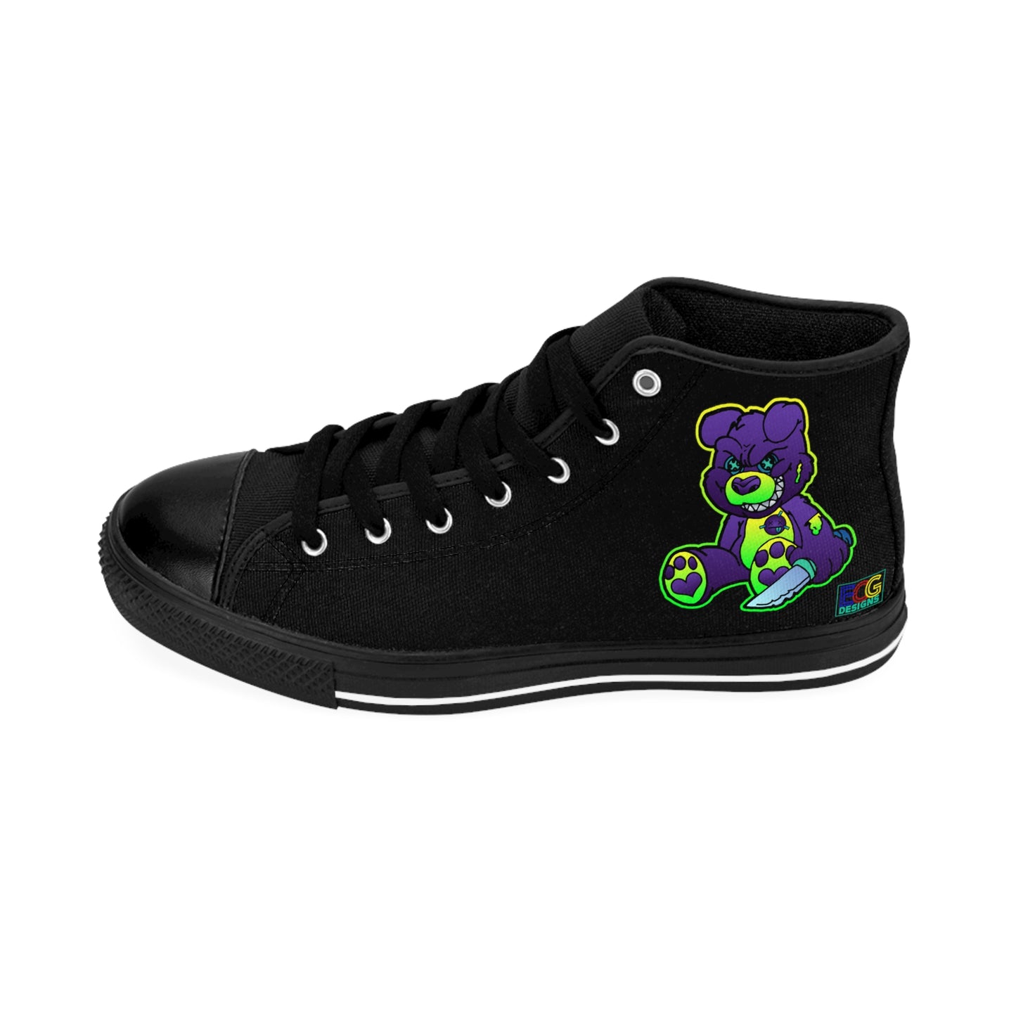 Purple and Green Demon Bear Men's Classic Sneakers