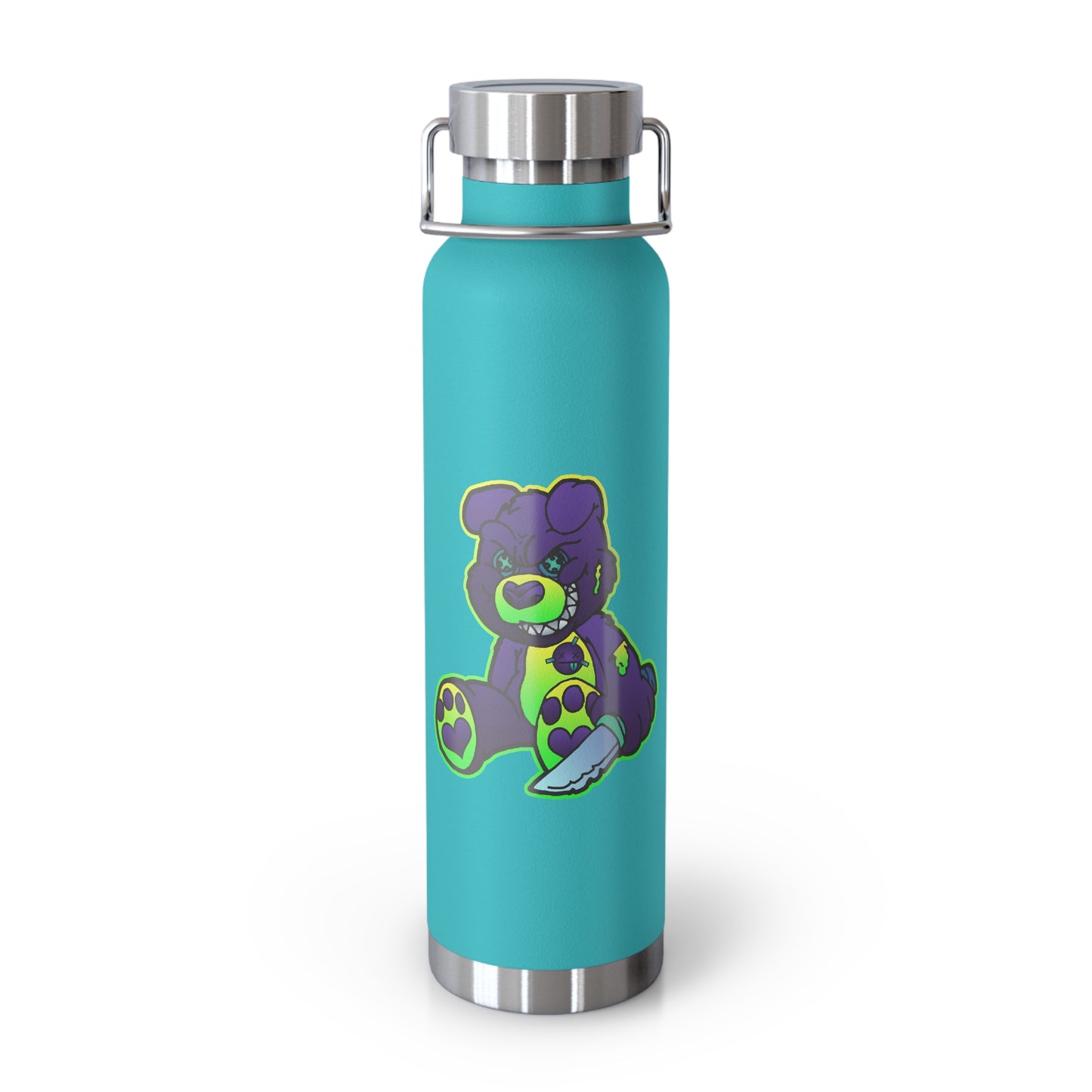 Purple and Green Demon Bear 22oz Vacuum Insulated Bottle