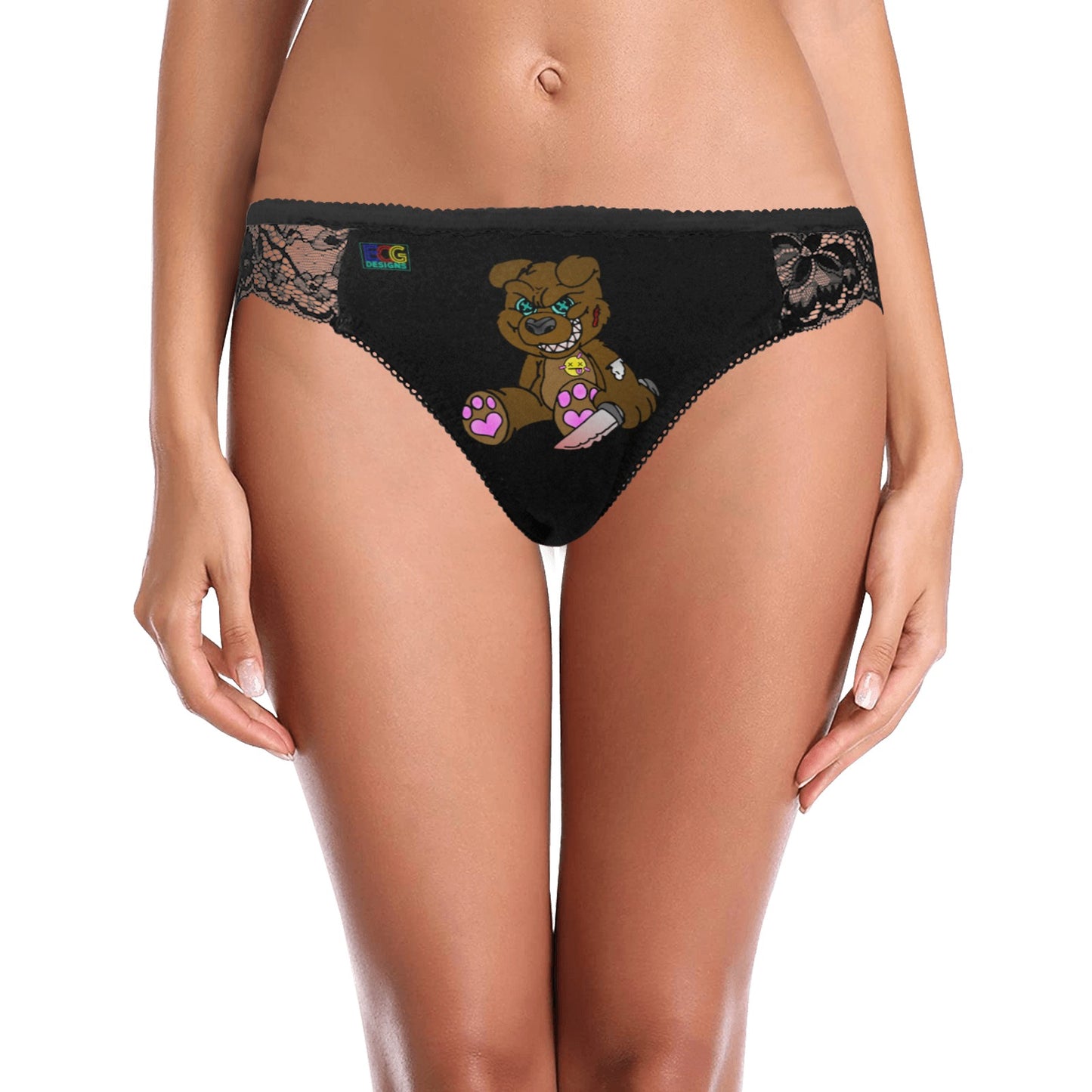 Brown Demon Bear Women's Lace Panty (Model L41)