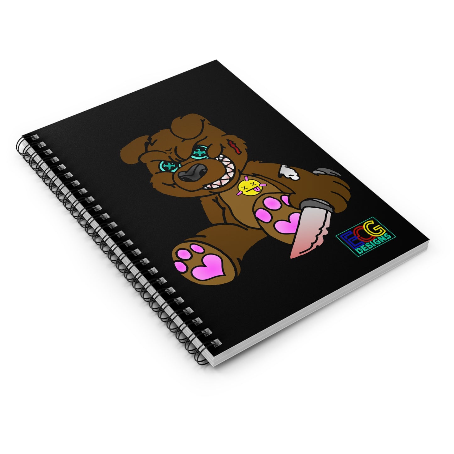 Brown Demon Bear Spiral Notebook - Ruled Line