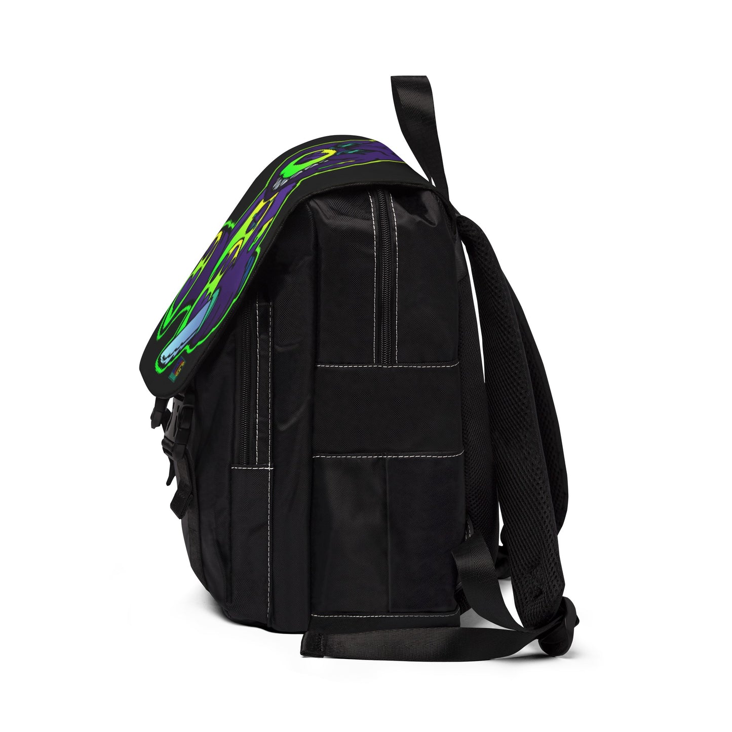 Purple and Green Demon Bear Unisex Casual Shoulder Backpack