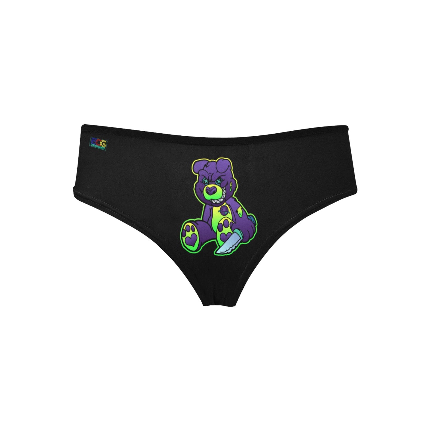 Purple and Green Demon Bear Women's Hipster Panties (Model L33)