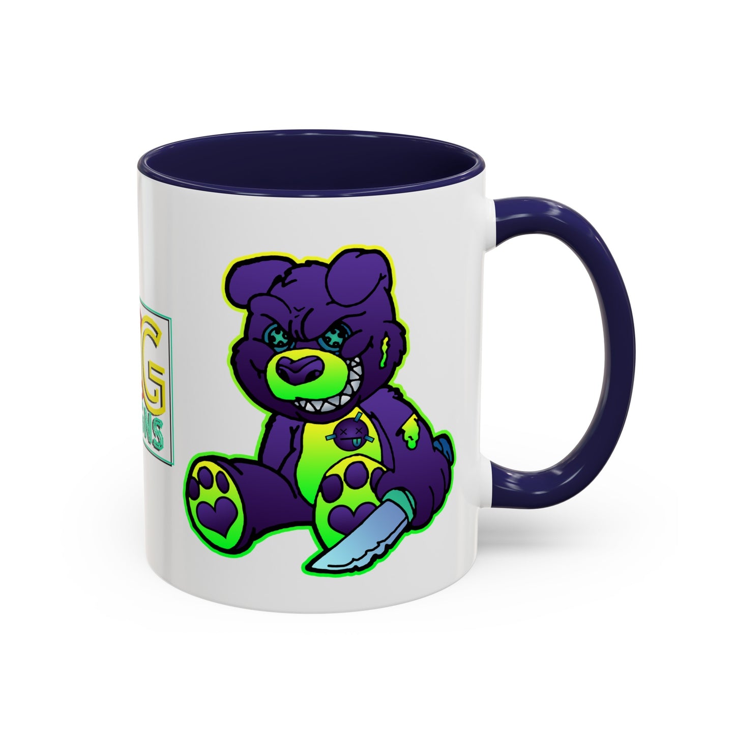 Purple and Green Demon Bear Accent Coffee Mug, 11oz