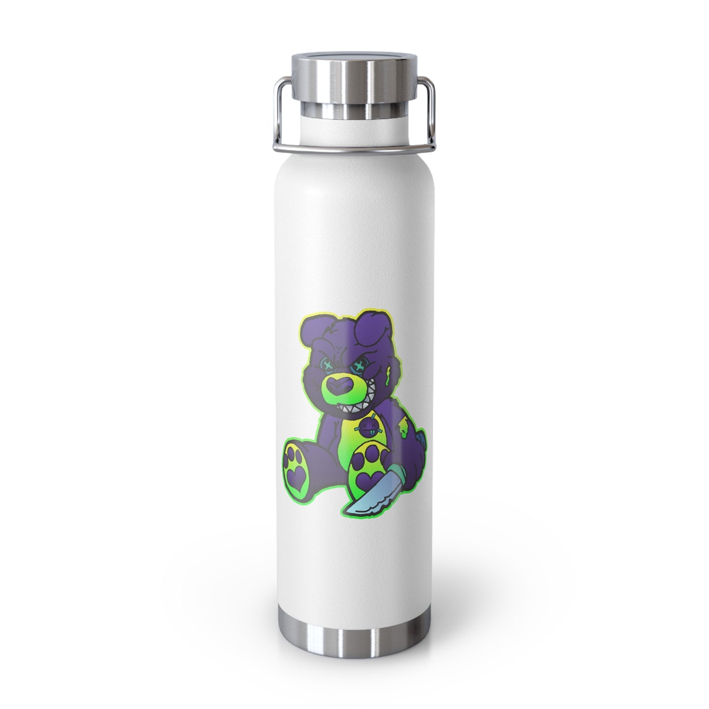 Purple and Green Demon Bear 22oz Vacuum Insulated Bottle