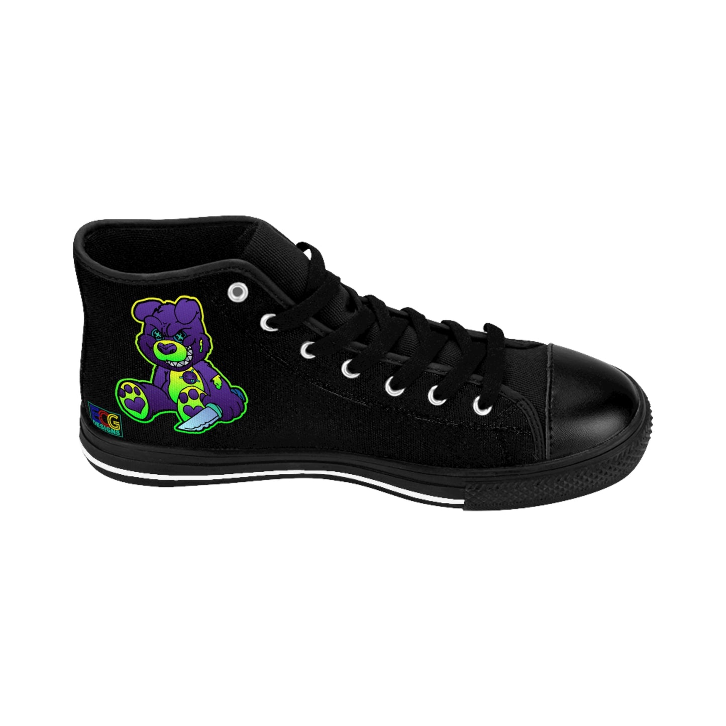 Purple and Green Demon Bear Men's Classic Sneakers