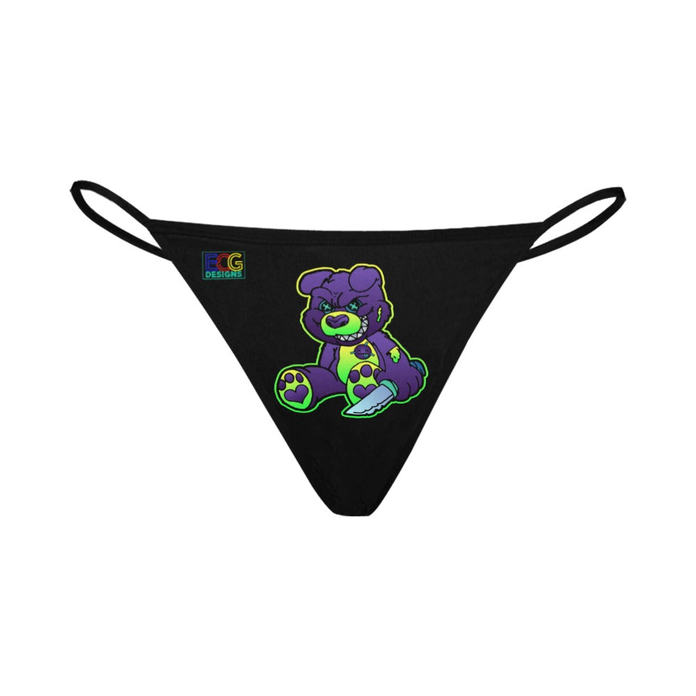 Purple and Green Demon Bear Women's All Over Print G-String Panties (Model L35)