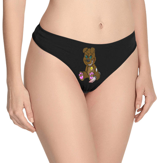 Brown Demon Bear Women's All Over Print Thongs (Model L30)