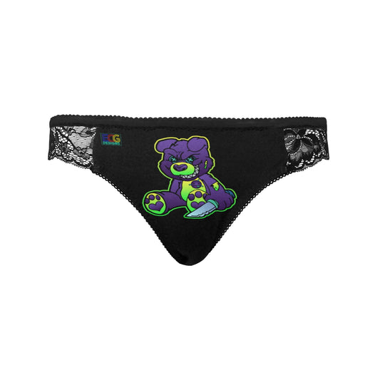 Purple and Green Demon Bear Women's Lace Panty (Model L41)