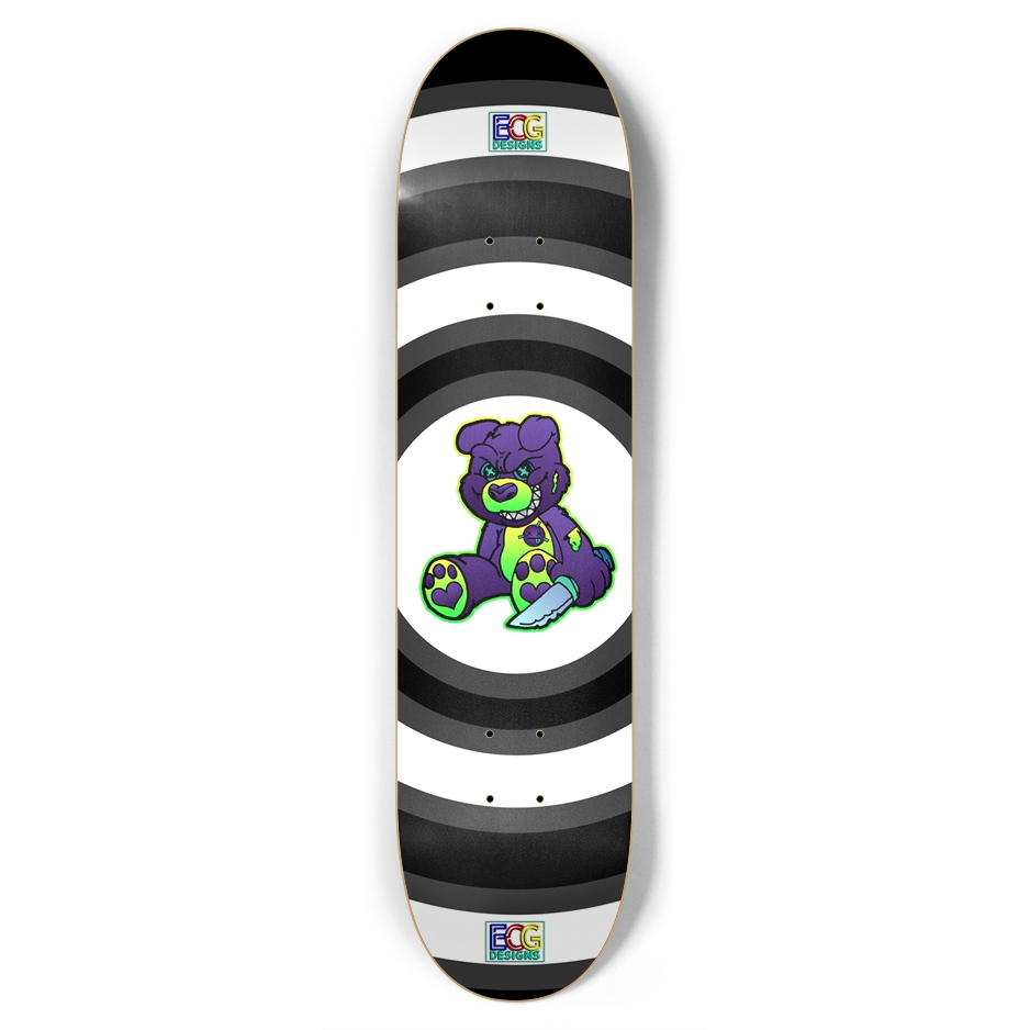 Purple and Green Demon Bear Skateboard