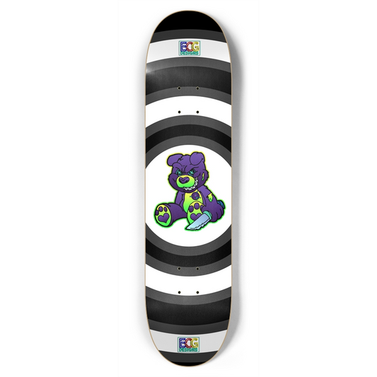 Purple and Green Demon Bear Skateboard