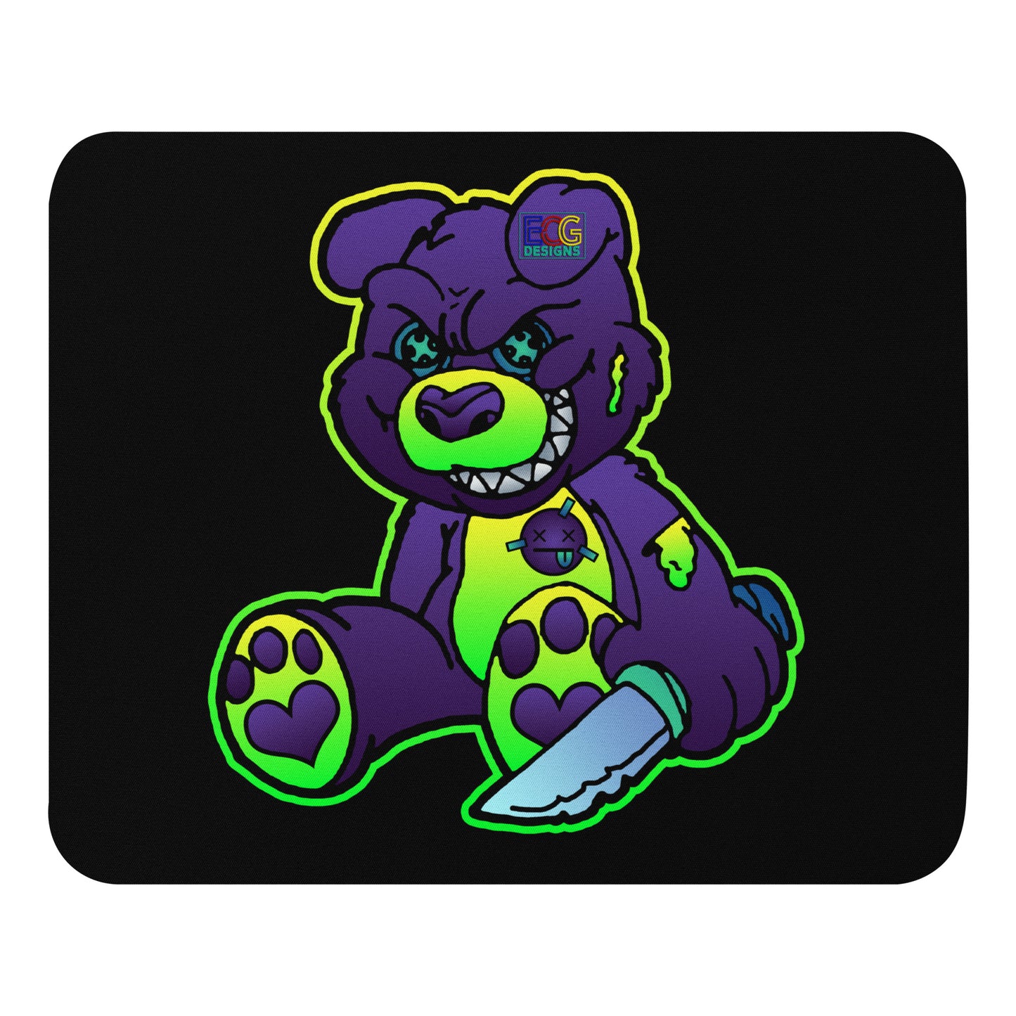 Purple and Green Demon Bear Mouse pad