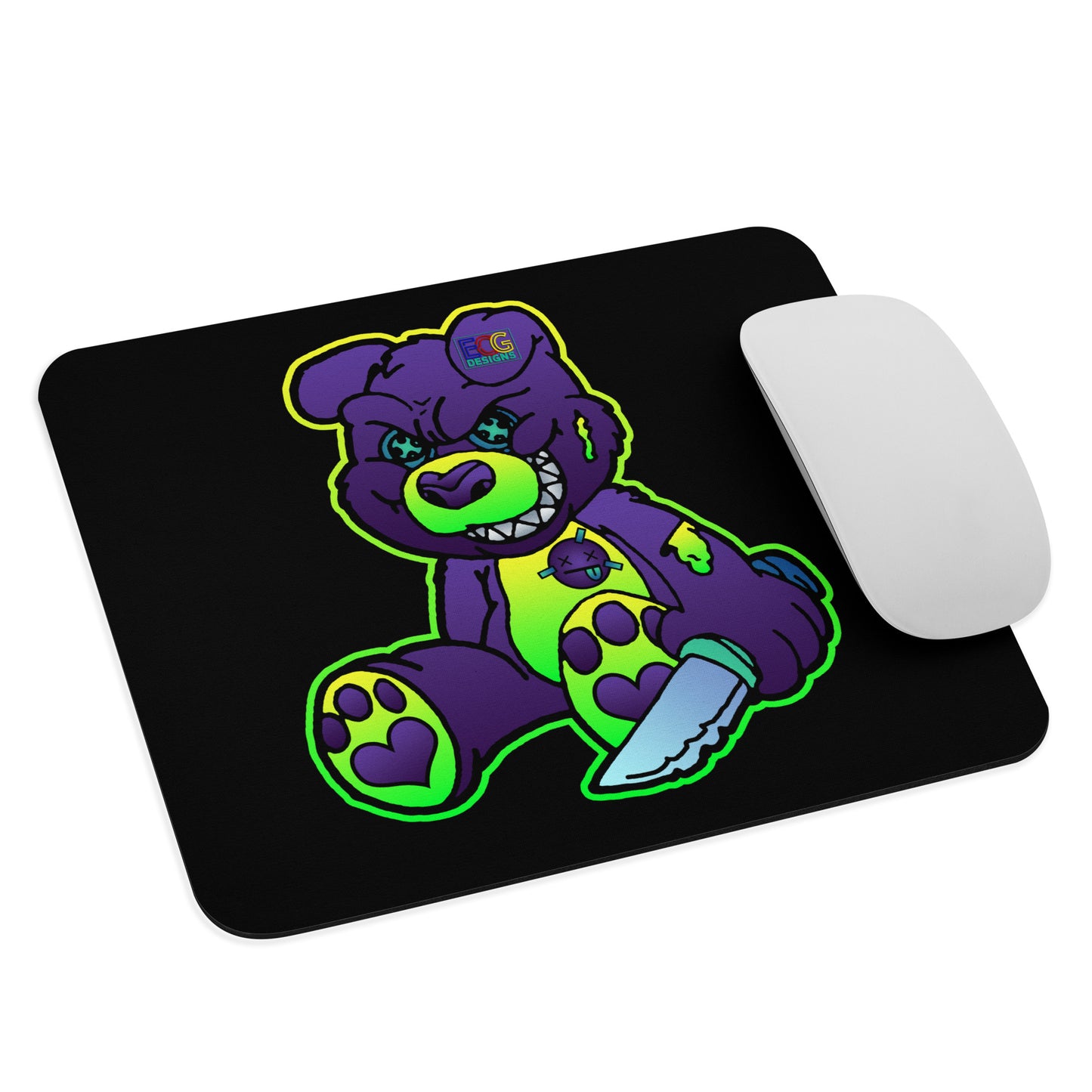 Purple and Green Demon Bear Mouse pad