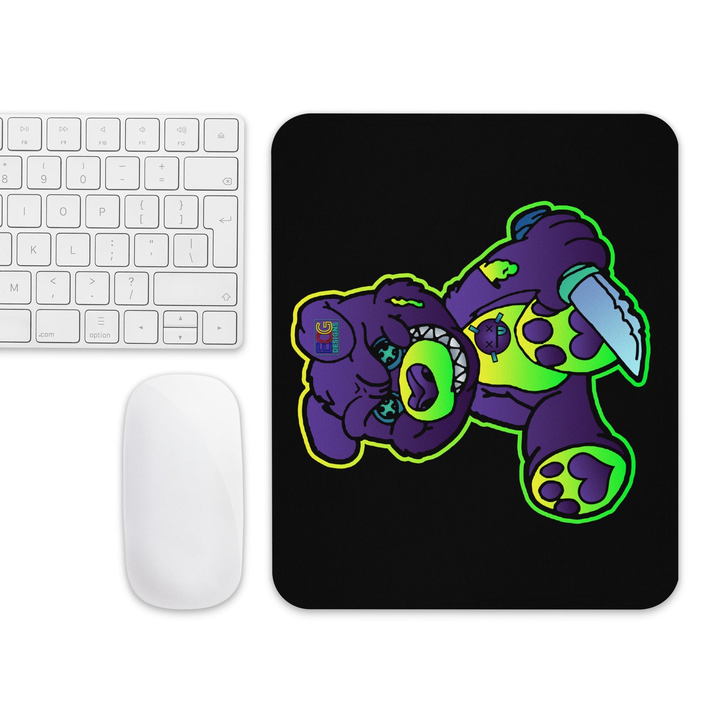 Purple and Green Demon Bear Mouse pad