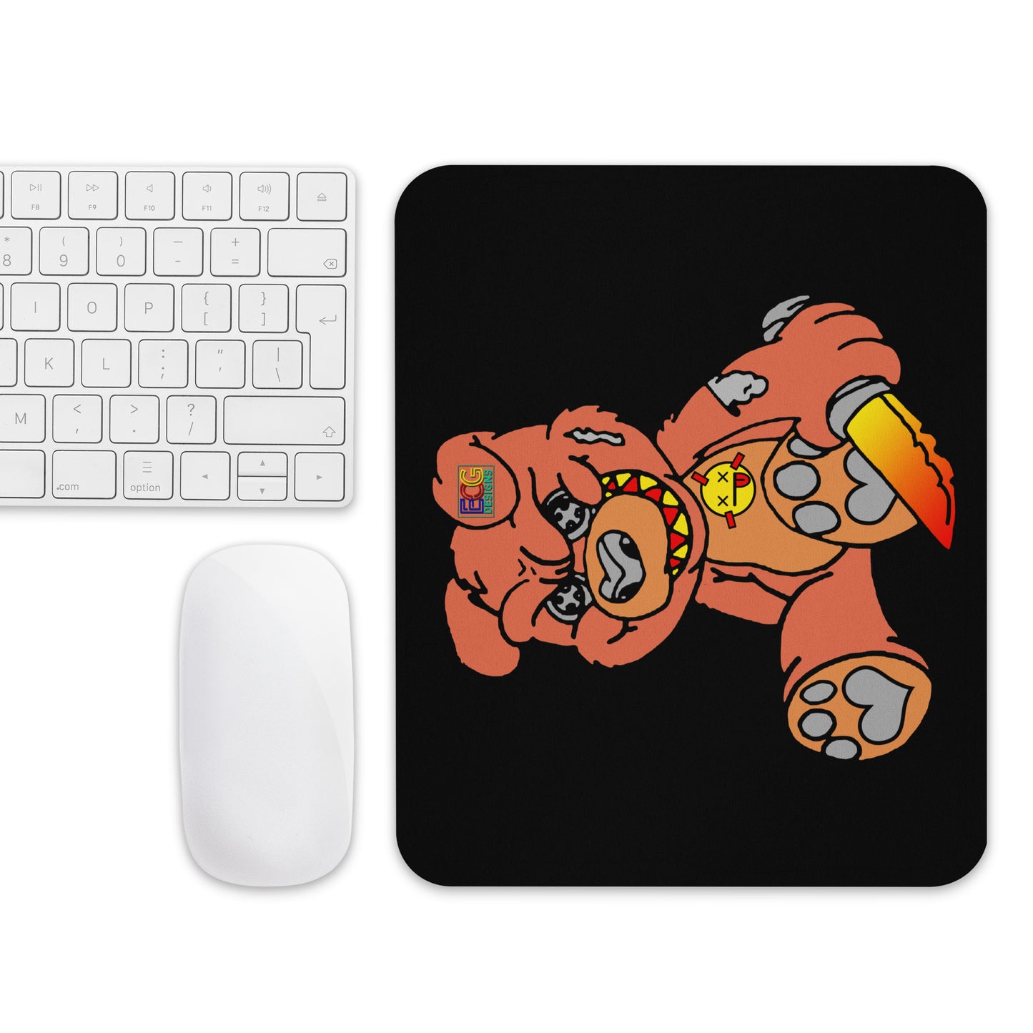 Orange Demon Bear Mouse pad