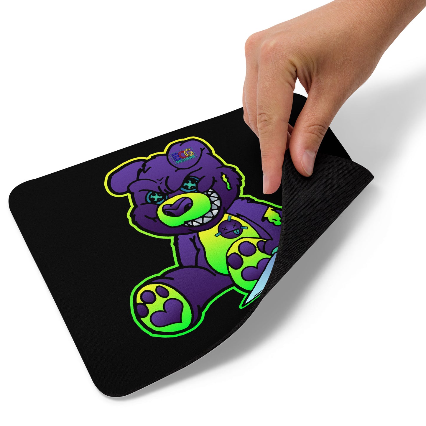 Purple and Green Demon Bear Mouse pad