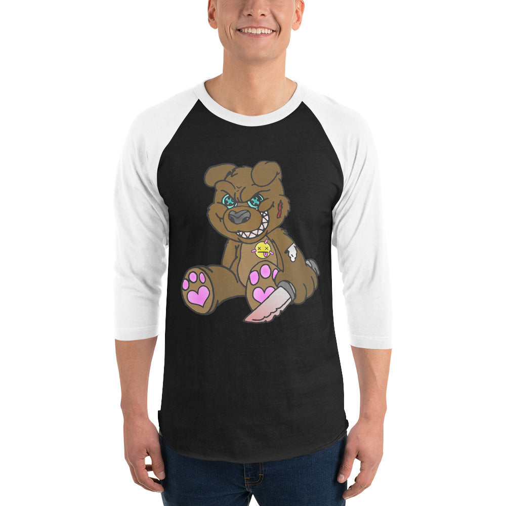 Brown Demon Bear 3/4 sleeve raglan shirt