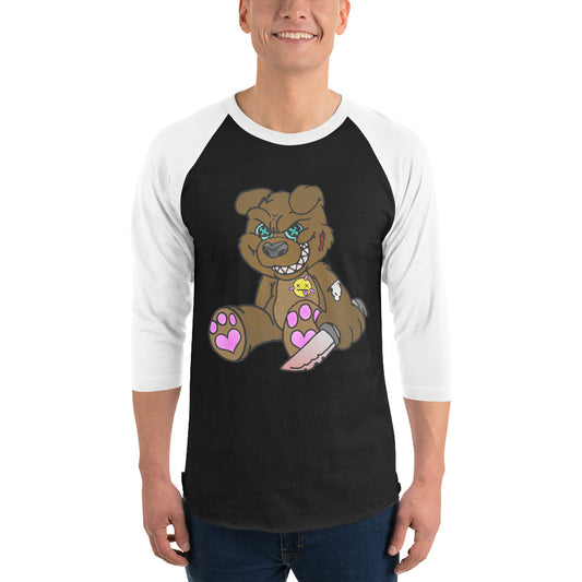 Brown Demon Bear 3/4 sleeve raglan shirt