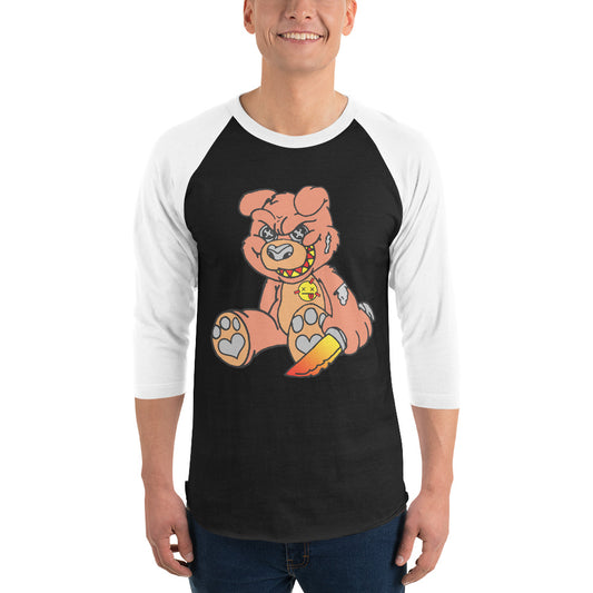 Orange Demon Bear 3/4 sleeve raglan shirt