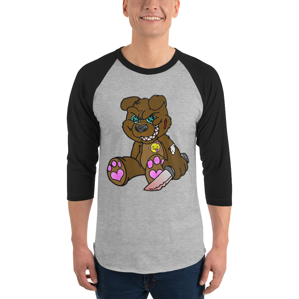 Brown Demon Bear 3/4 sleeve raglan shirt