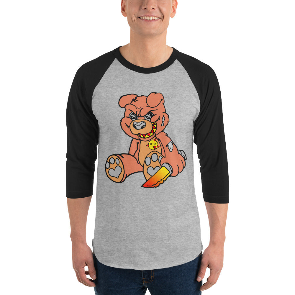 Orange Demon Bear 3/4 sleeve raglan shirt