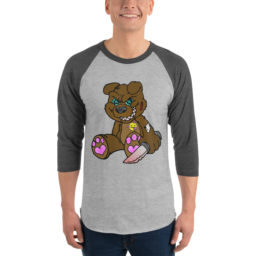 Brown Demon Bear 3/4 sleeve raglan shirt