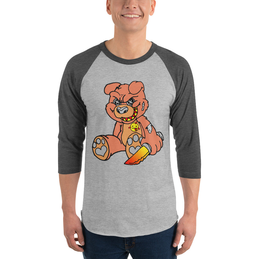 Orange Demon Bear 3/4 sleeve raglan shirt