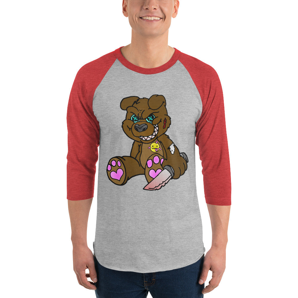 Brown Demon Bear 3/4 sleeve raglan shirt