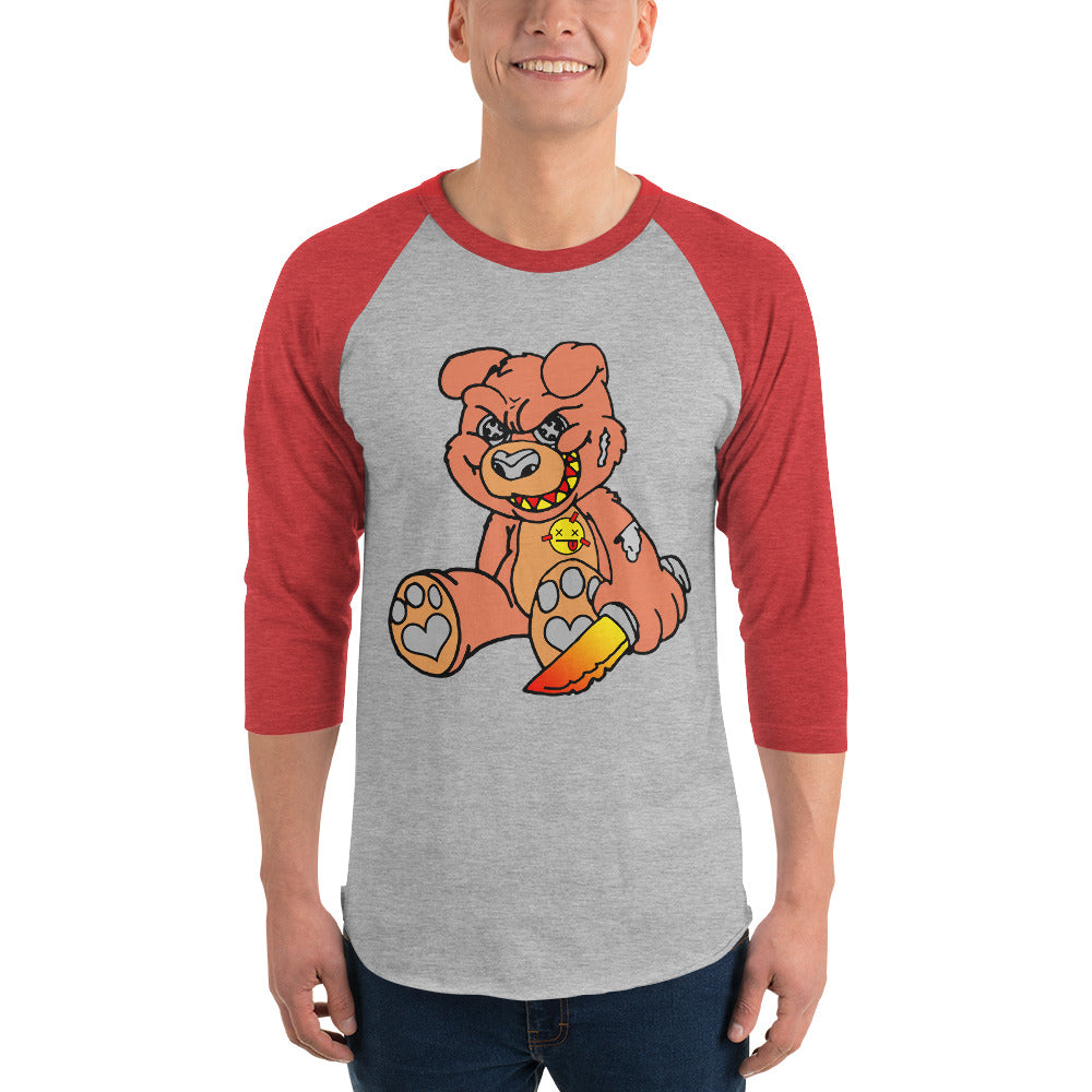 Orange Demon Bear 3/4 sleeve raglan shirt