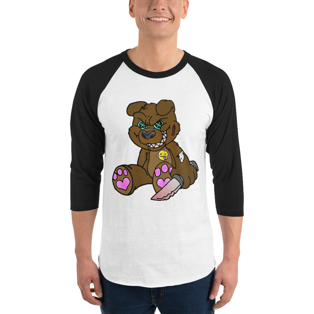 Brown Demon Bear 3/4 sleeve raglan shirt