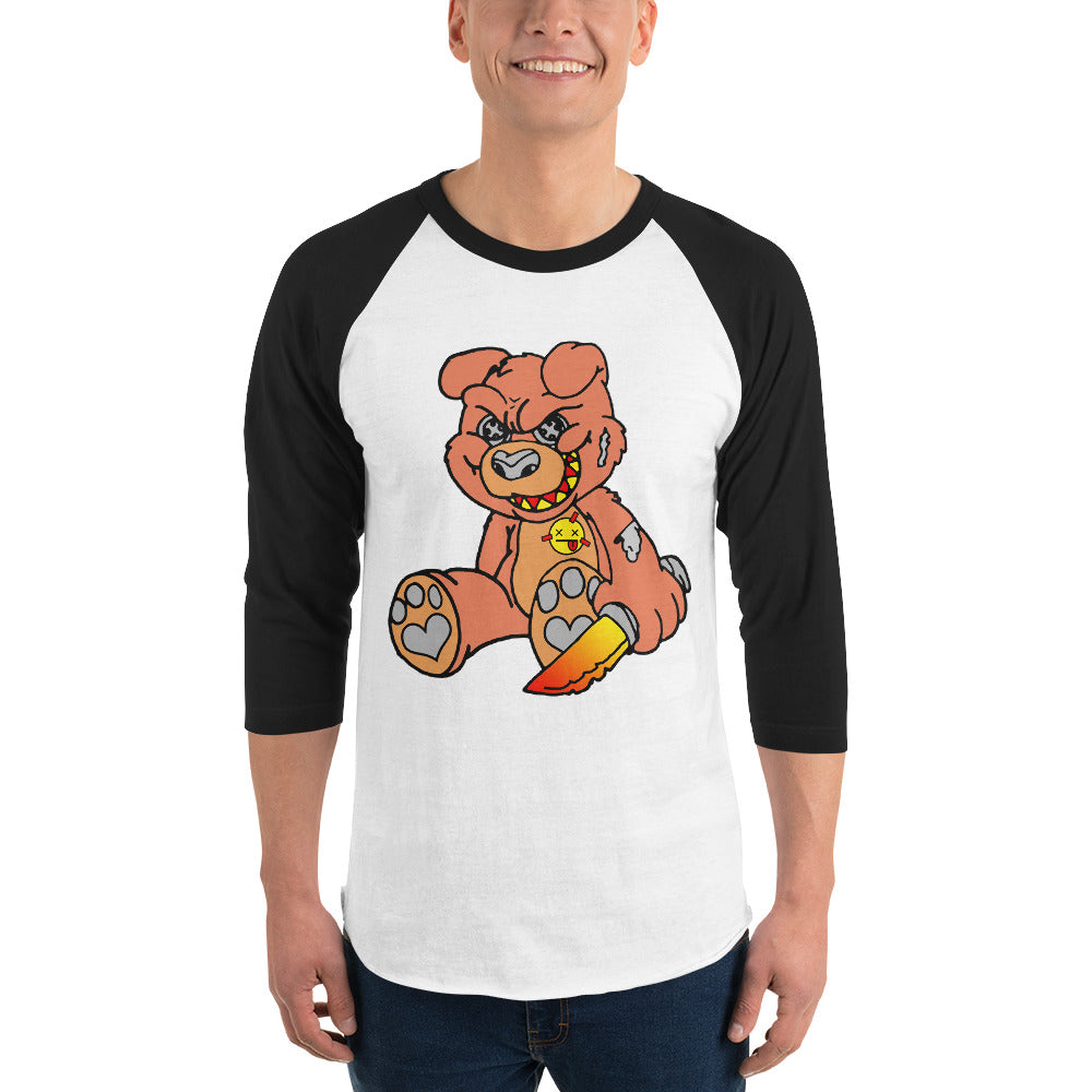 Orange Demon Bear 3/4 sleeve raglan shirt