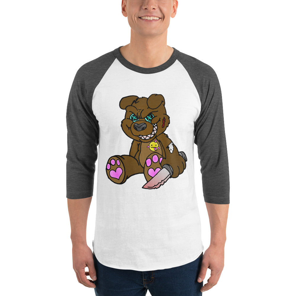 Brown Demon Bear 3/4 sleeve raglan shirt