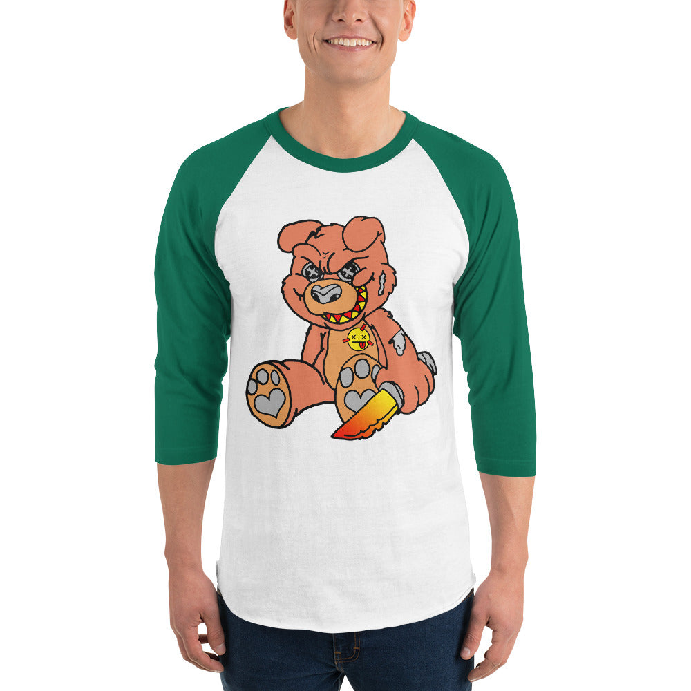 Orange Demon Bear 3/4 sleeve raglan shirt