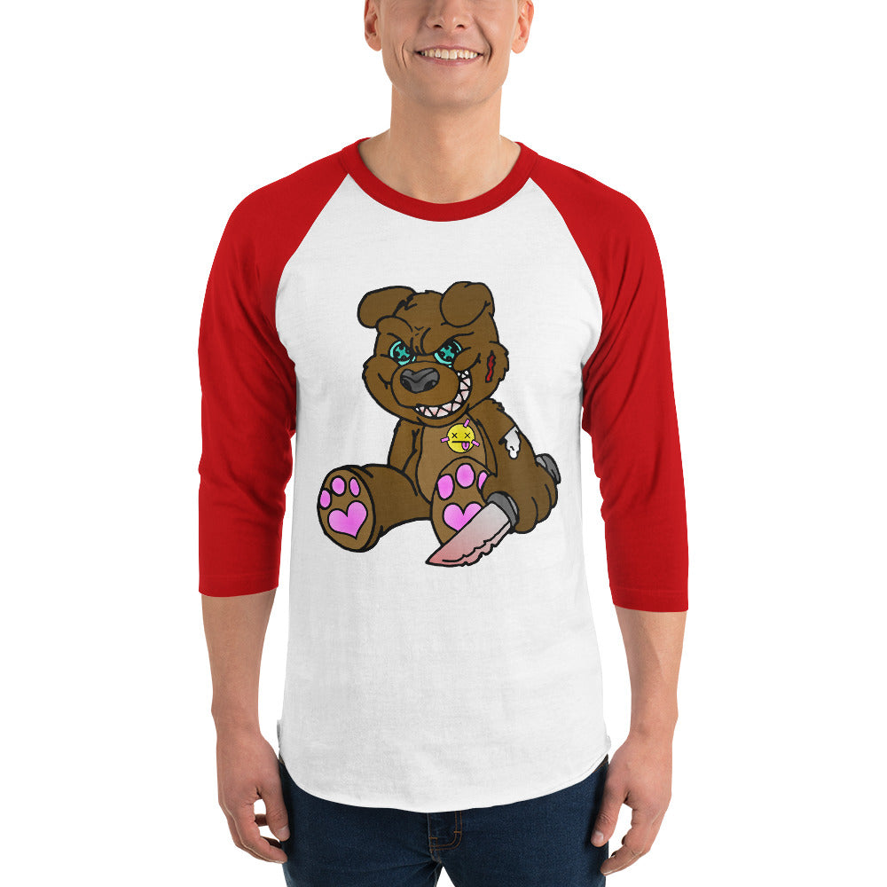 Brown Demon Bear 3/4 sleeve raglan shirt