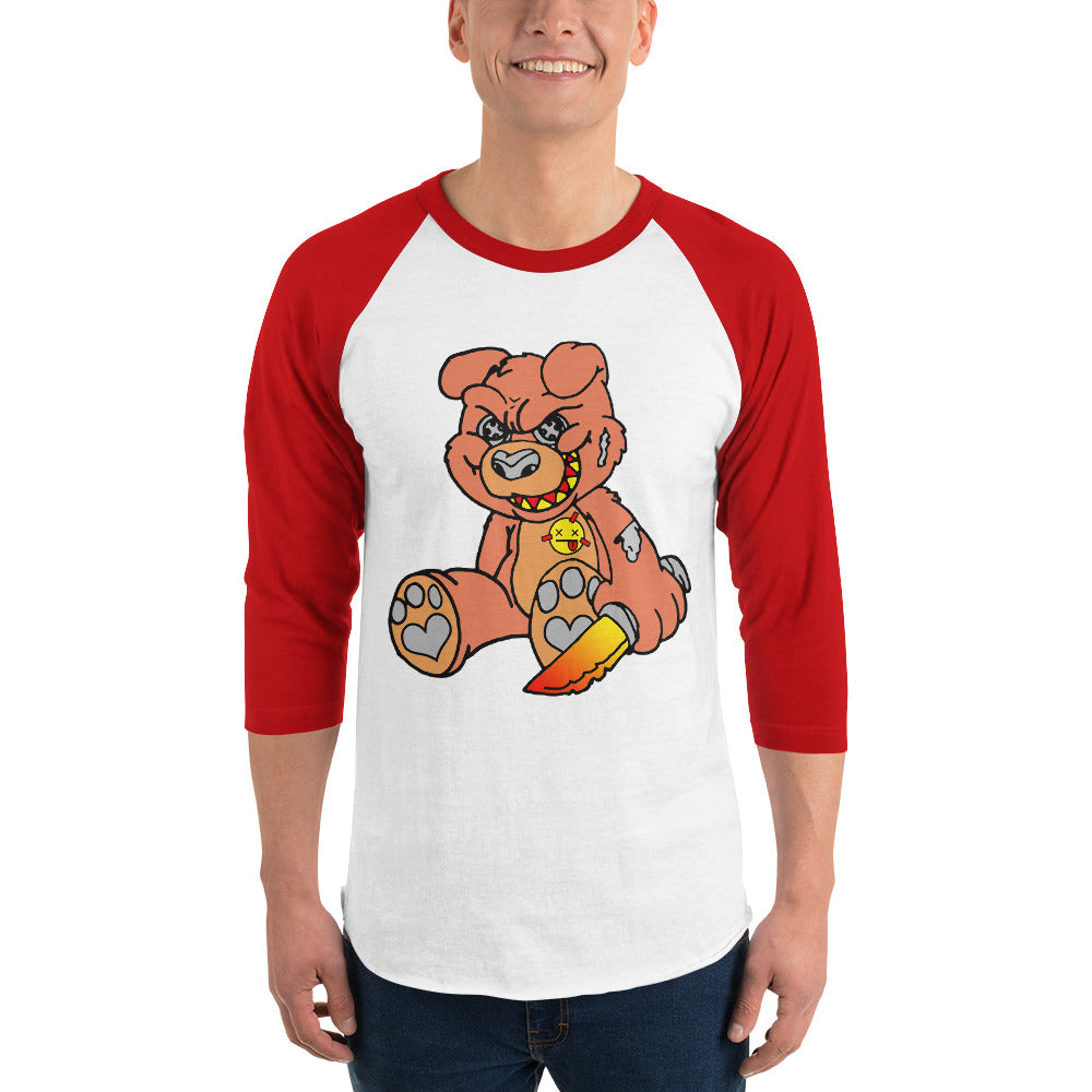 Orange Demon Bear 3/4 sleeve raglan shirt