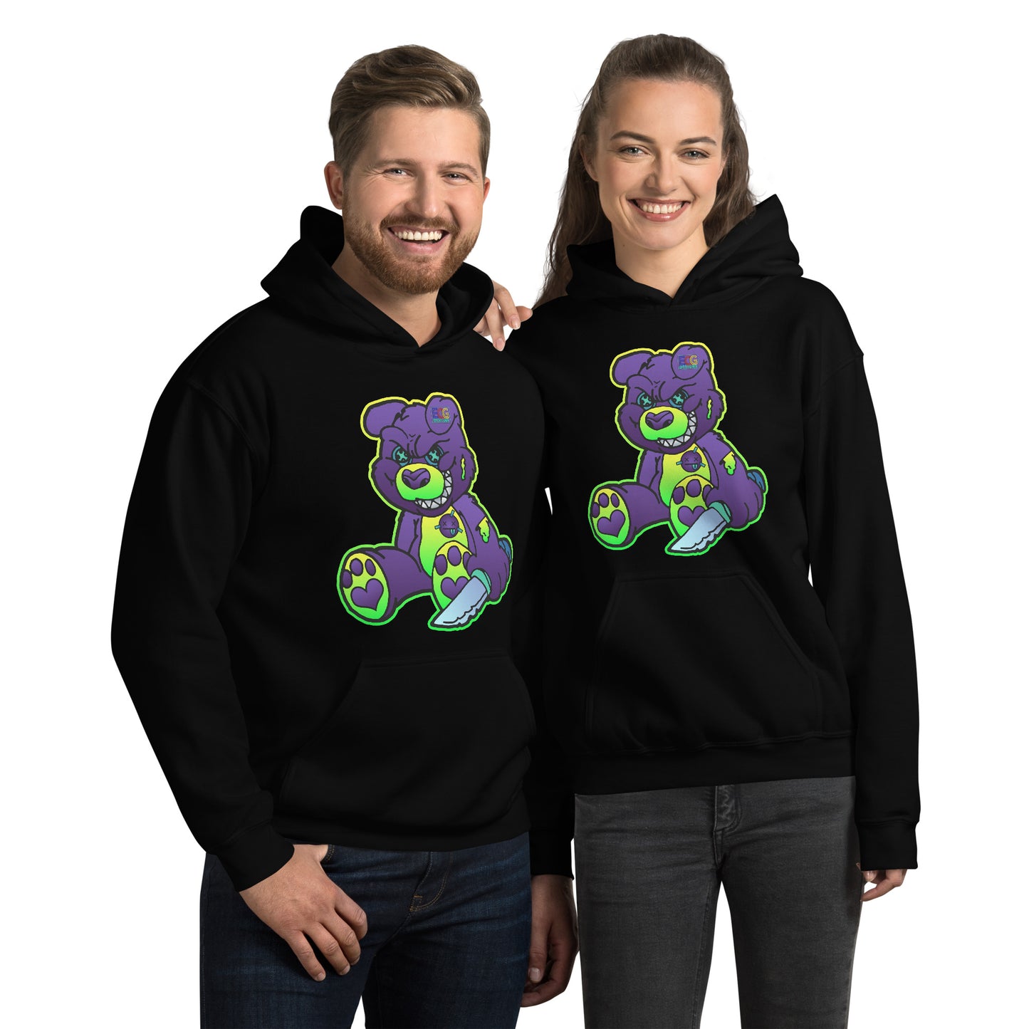 Purple and Green Demon Bear Unisex Hoodie