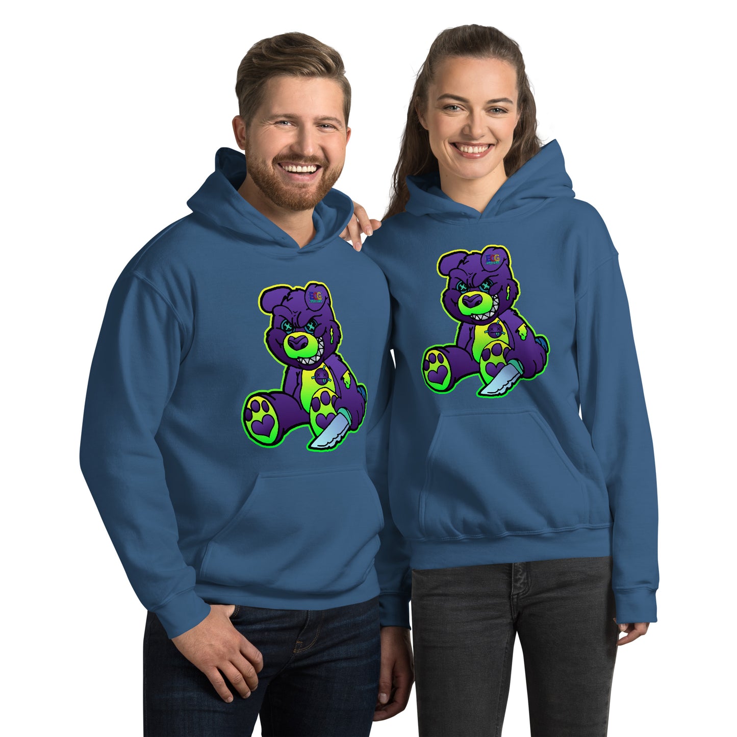 Purple and Green Demon Bear Unisex Hoodie