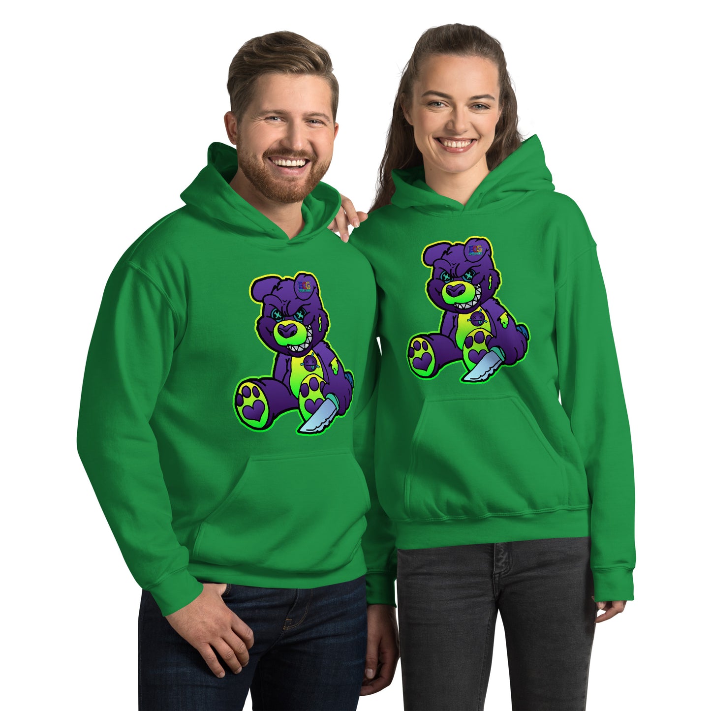 Purple and Green Demon Bear Unisex Hoodie